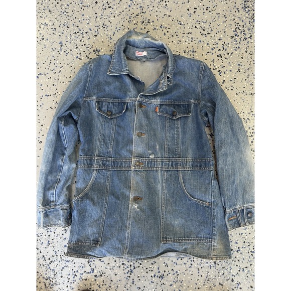 Vintage 1970s Levi's Orange Tab Denim Safari Bush Jacket Size Large - Picture 1 of 9